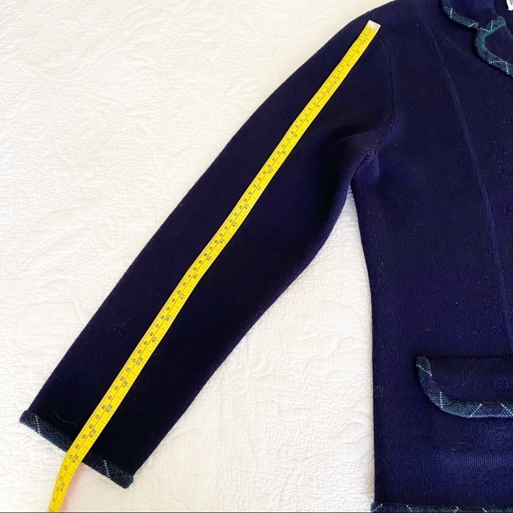 Pendleton Plaid Trim Wool Button Front Cardigan -L - image 8